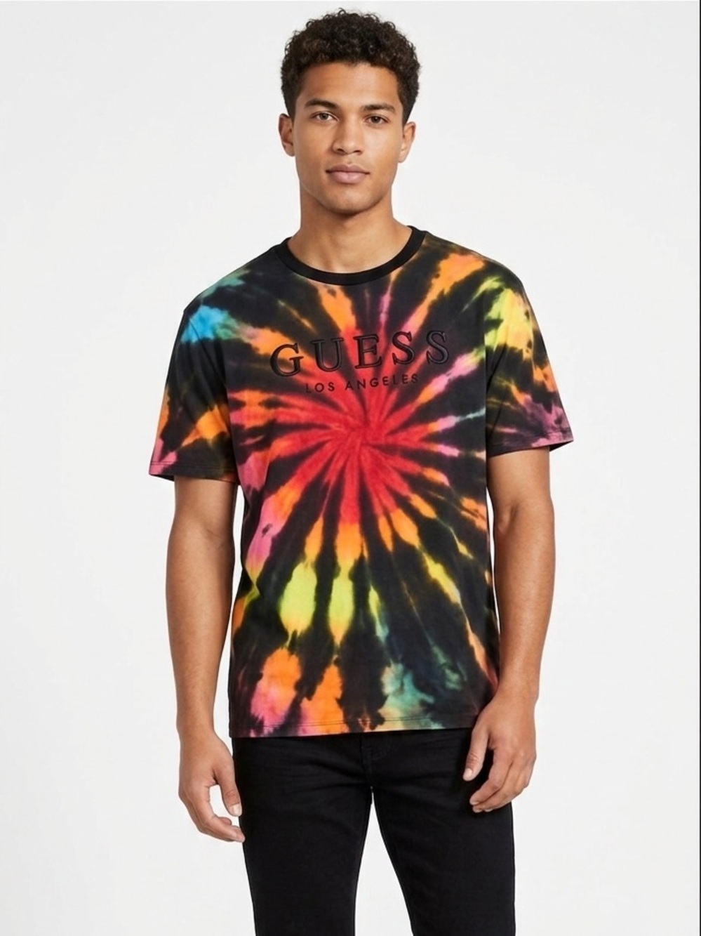 GUESS Los Angeles Embroidered Logo Tie Dye T-Shirt XL Y2K Graphic Streetwear